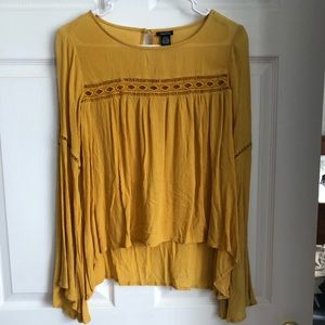 Mustard yellow bell sleeve top!